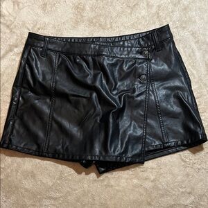 Black Faux Leather Mini Skort